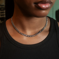 GLD PROMO - WOMEN Figaro Necklace in White Gold- 6mm
