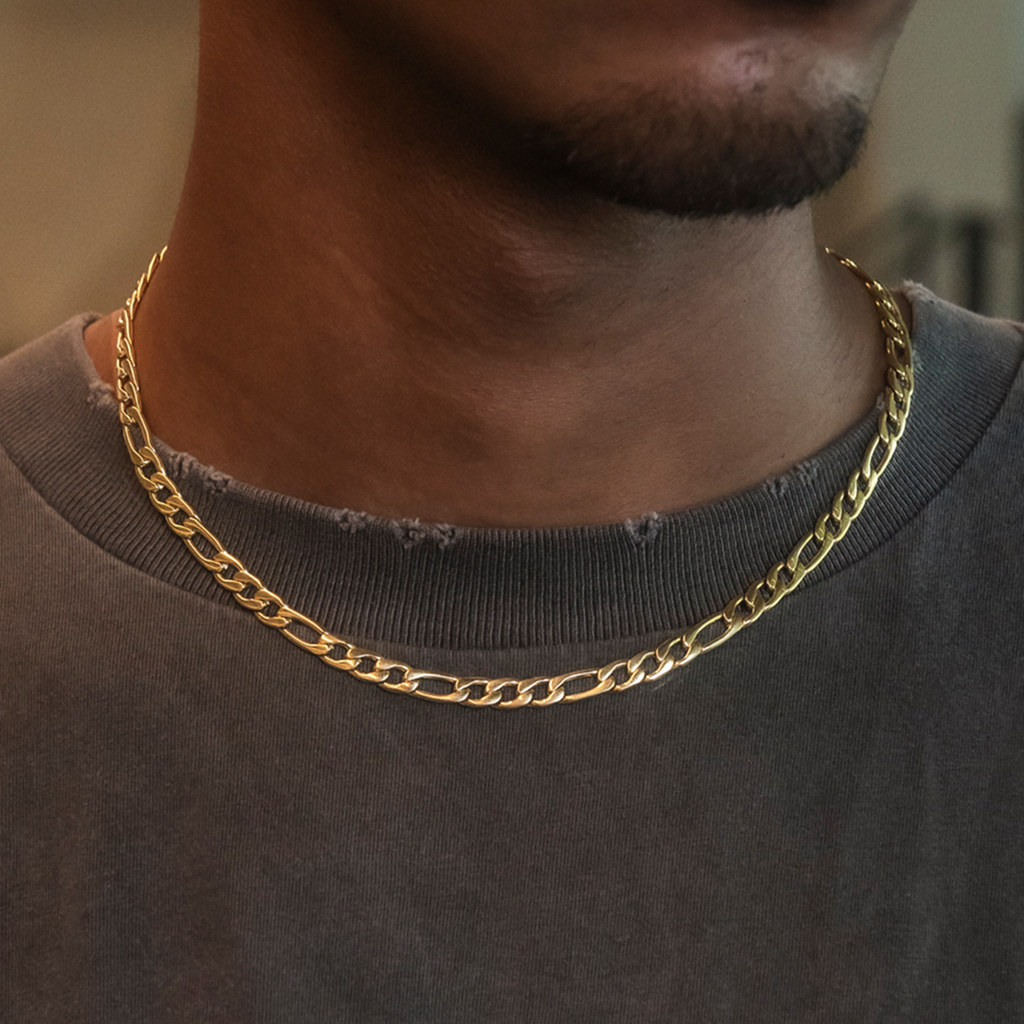 GLD PROMO Figaro Chain in Yellow Gold- 6mm