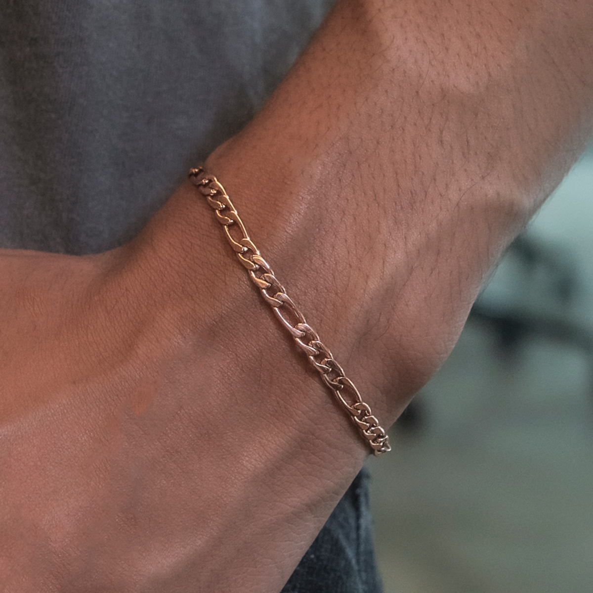 GLD PROMO Figaro Bracelet in Rose Gold- 4mm