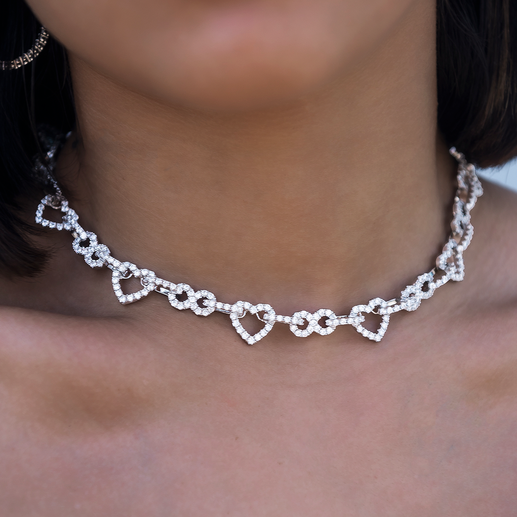 GLD Women Diamond Heart Infinity Necklace