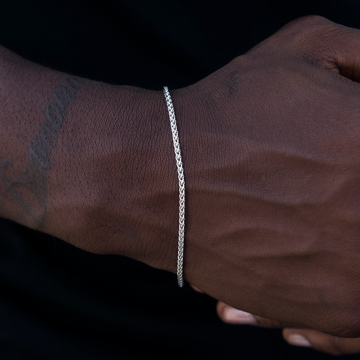 GLD PROMO SETS Palm Chain Bracelet in White Gold- 2mm
