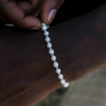 GLD Men Iced Ball Bracelet in White Gold - 4mm