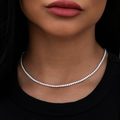 GLD Women Micro Tennis Necklace in White Gold