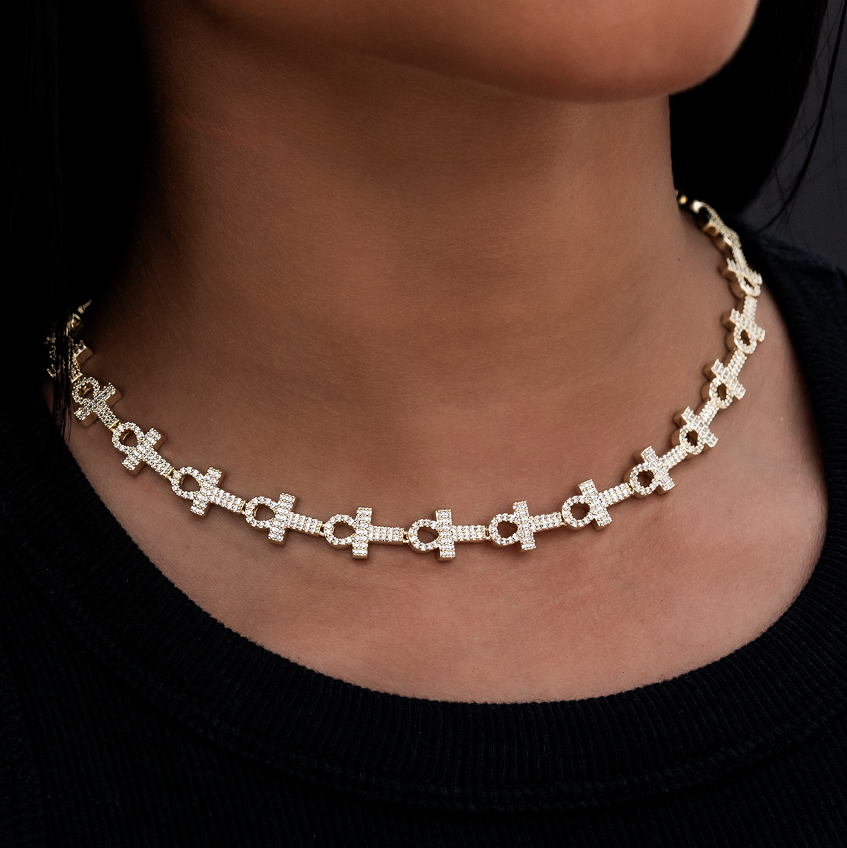GLD PROMO - WOMEN Diamond Ankh Cross Necklace