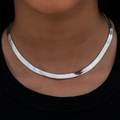 GLD PROMO - WOMEN Herringbone Necklace in White Gold- 6mm