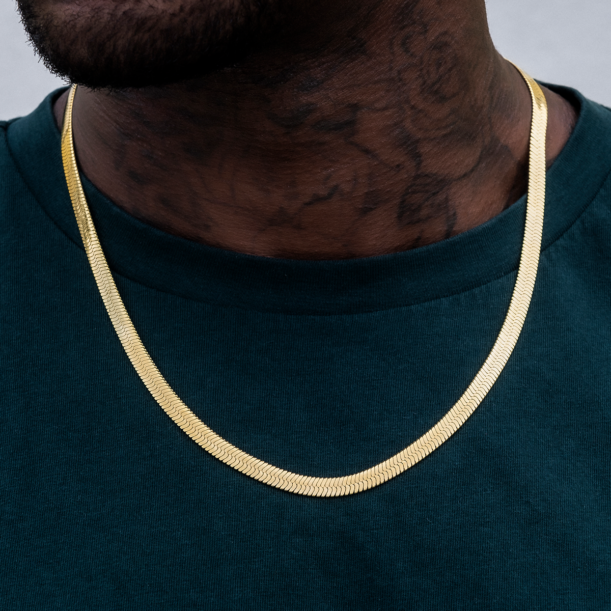 GLD PROMO Herringbone Chain in Yellow Gold- 6mm