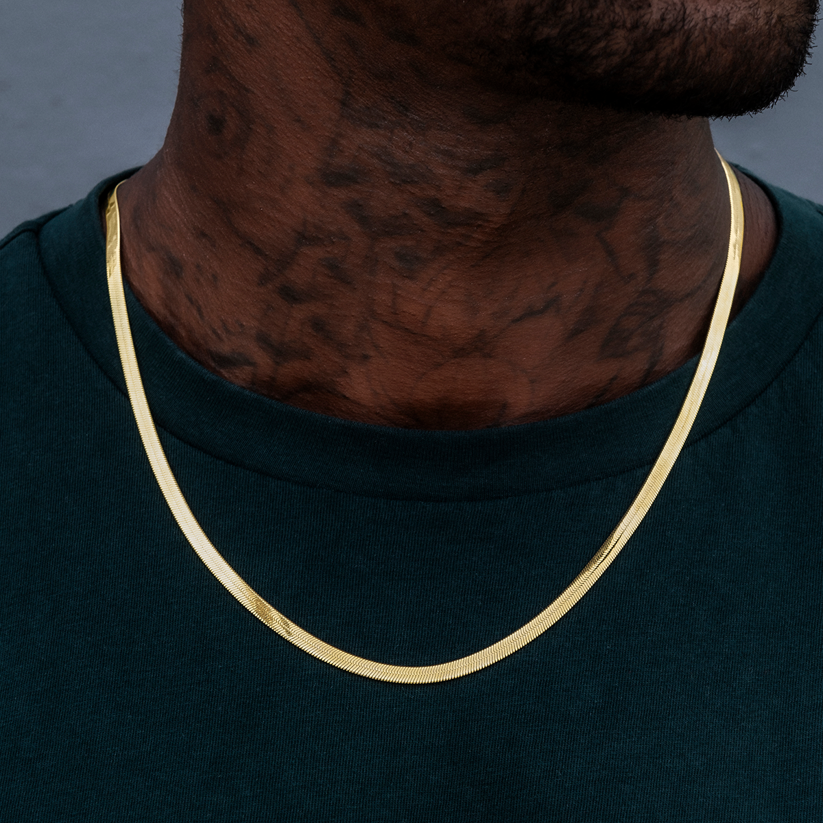 GLD PROMO Herringbone Chain in Yellow Gold- 4mm