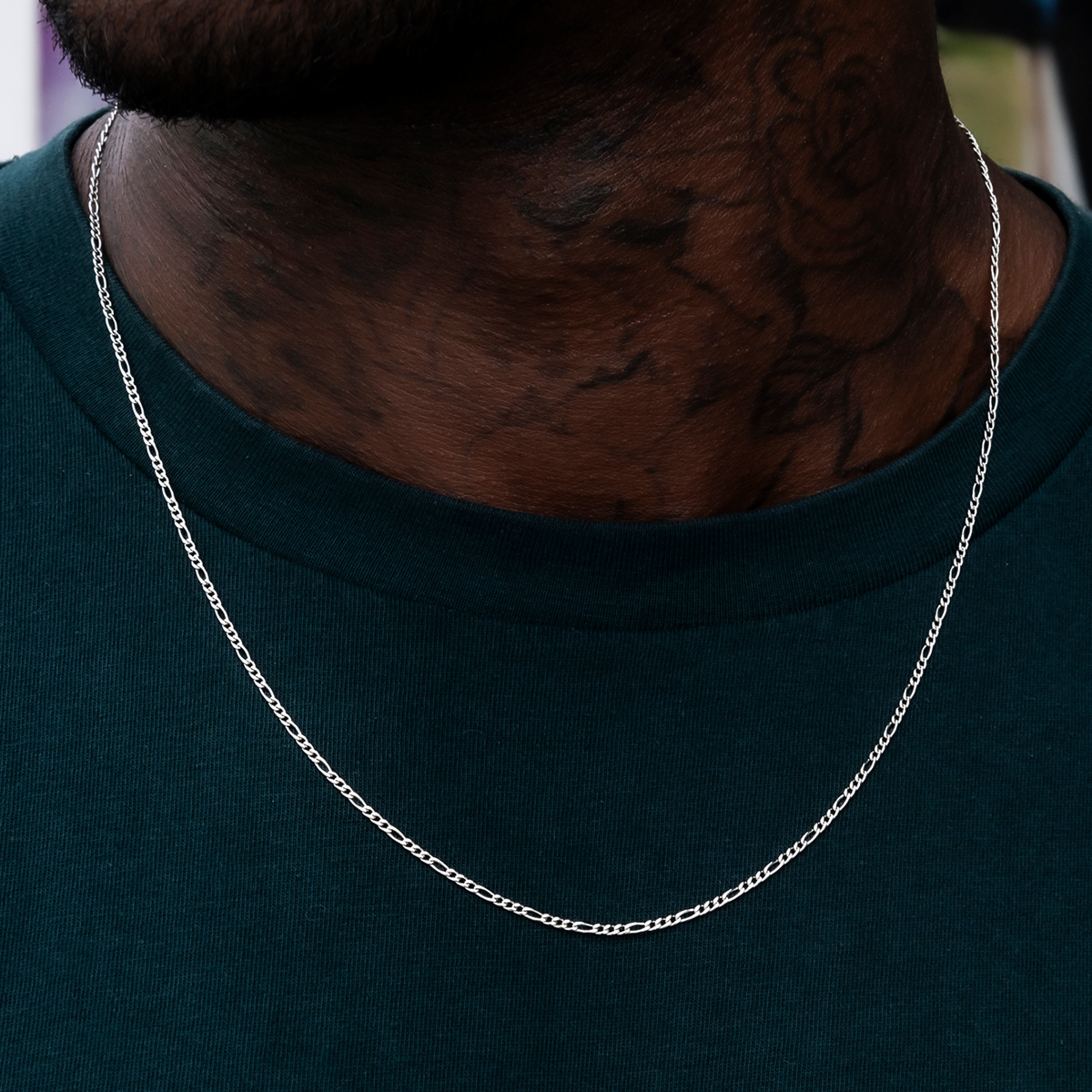 GLD PROMO Figaro Chain in White Gold- 2mm