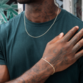 GLD Men Figaro Chain + Bracelet Bundle in Yellow Gold- 2mm