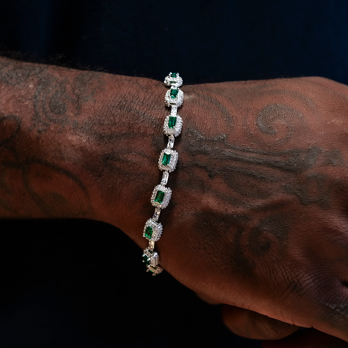 GLD PROMO Iced Emerald Cushion Cut Bracelet