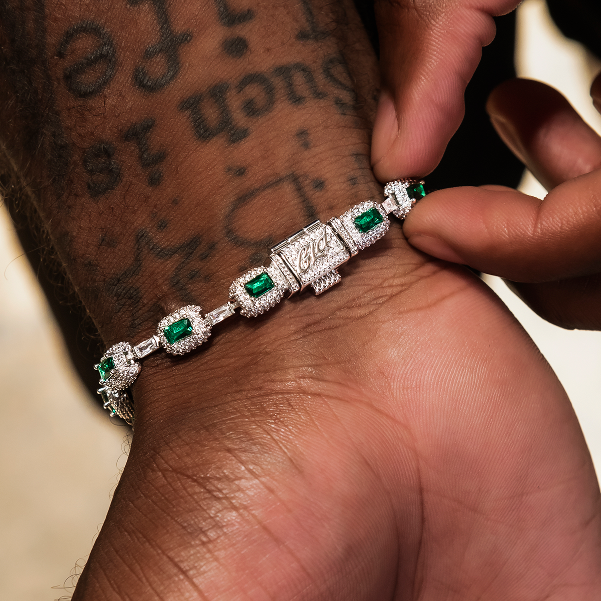 GLD PROMO Iced Emerald Cushion Cut Bracelet
