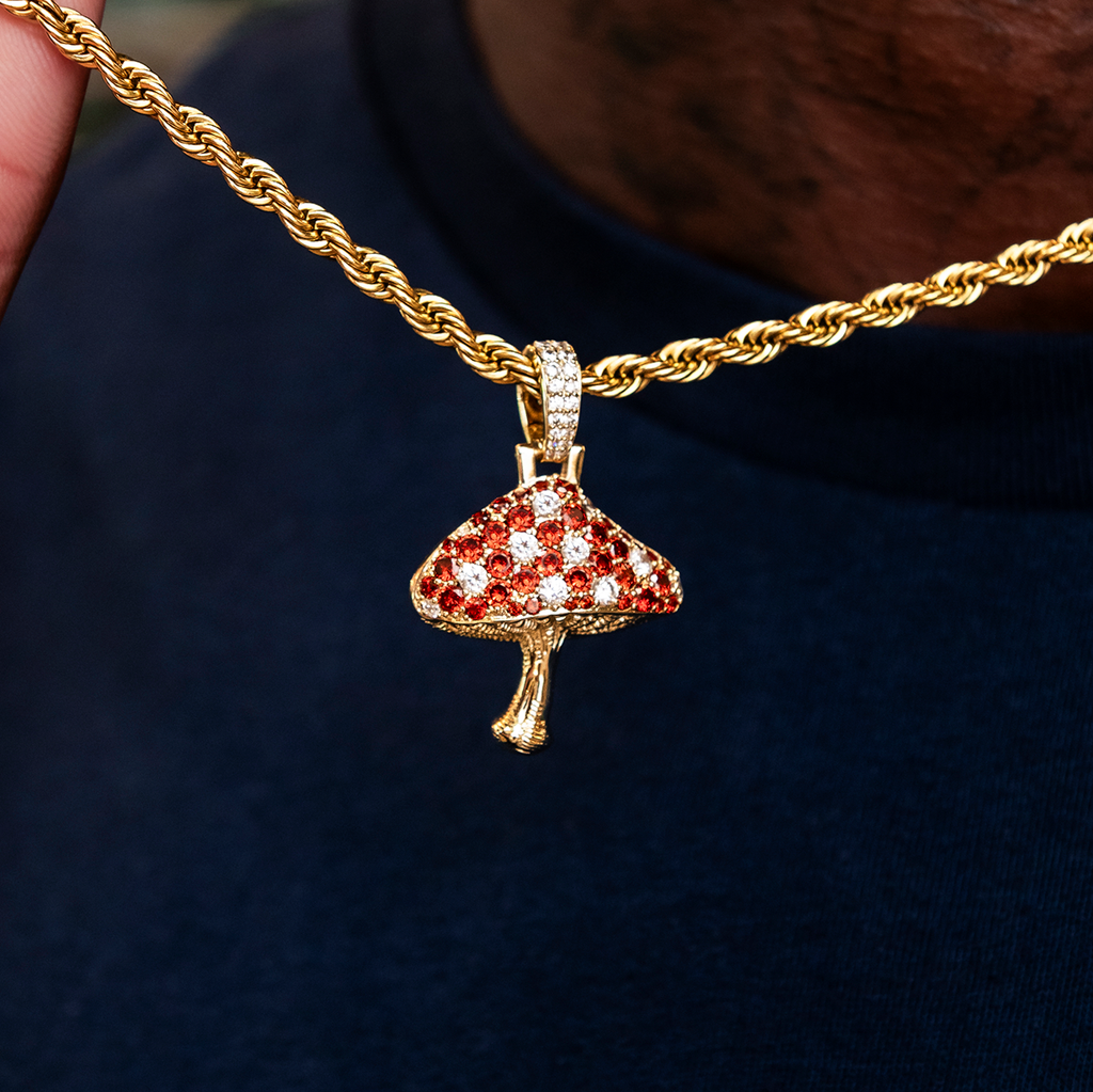 GLD PROMO Iced Mushroom Pendant