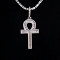 GLD Men Diamond Baguette Ankh Cross Pendant in White Gold