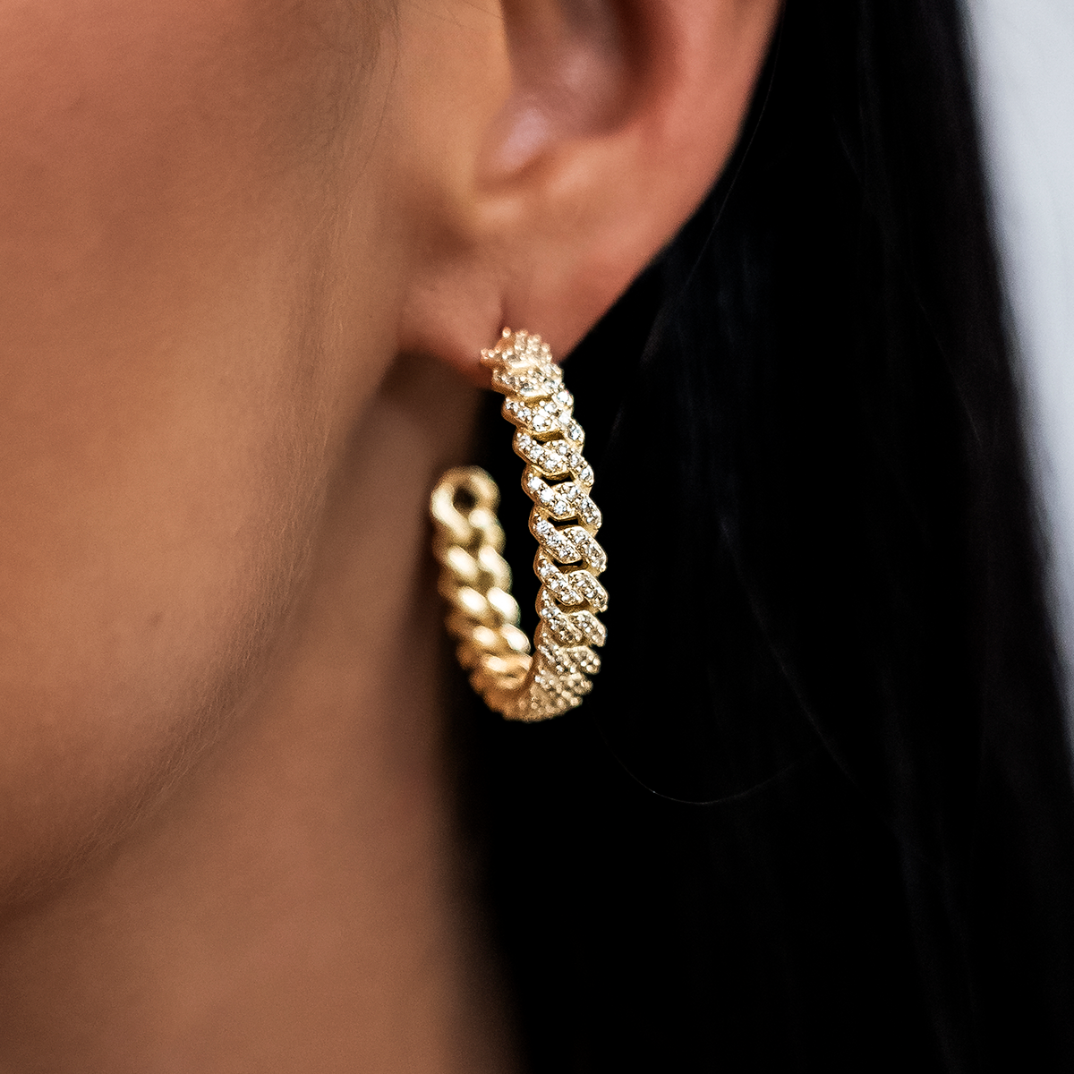 GLD Women GLD Diamond Prong Hoop Earrings in Yellow Gold