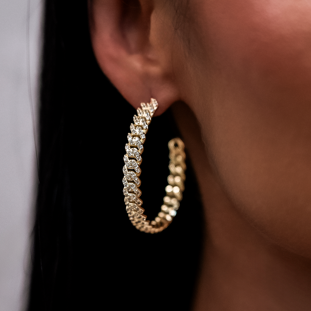 GLD Women GLD Diamond Prong Hoop Earrings in Yellow Gold