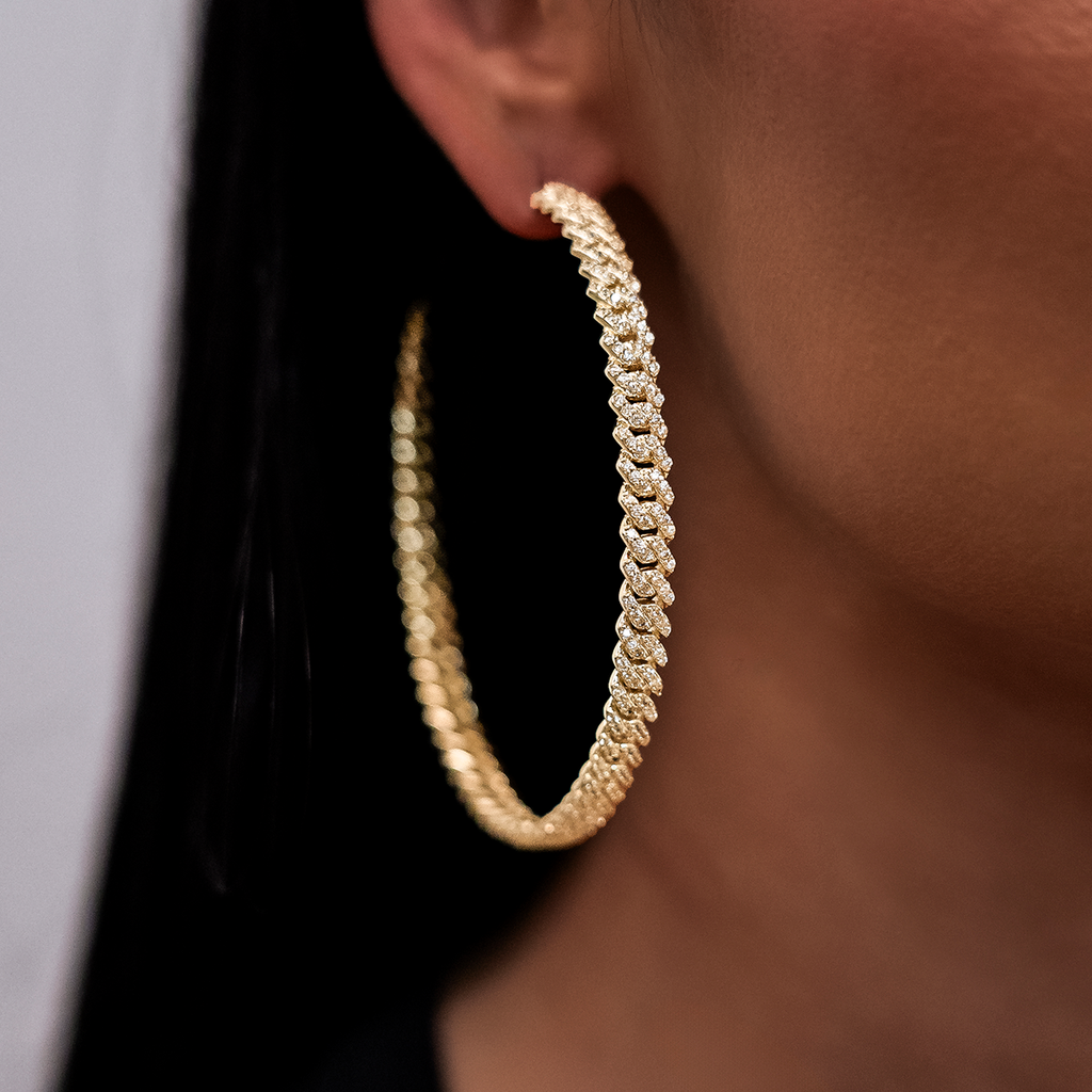 GLD Women GLD Diamond Prong Hoop Earrings in Yellow Gold
