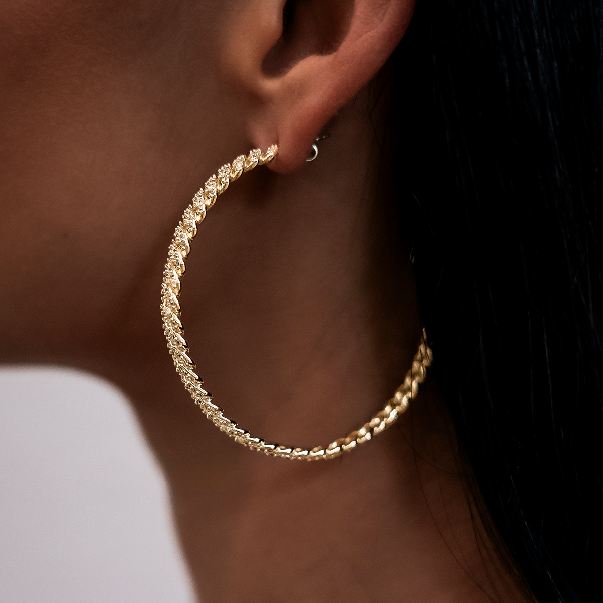 GLD Women Diamond Prong Hoop Earrings in Yellow Gold