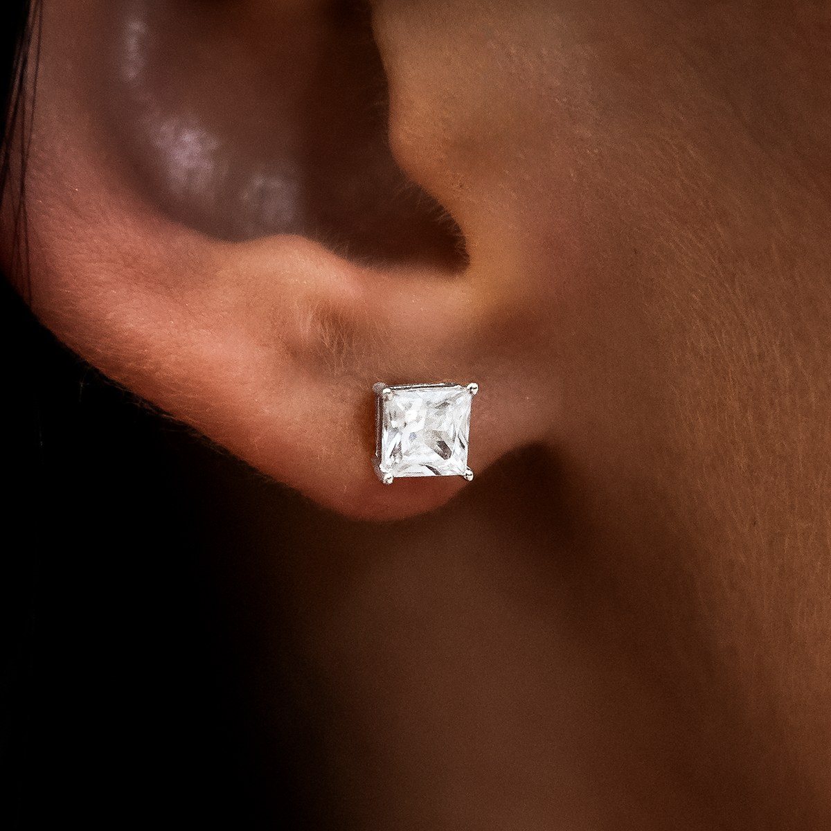 GLD PROMO - WOMEN 5mm Princess Cut Diamond Stud Earrings in White Gold