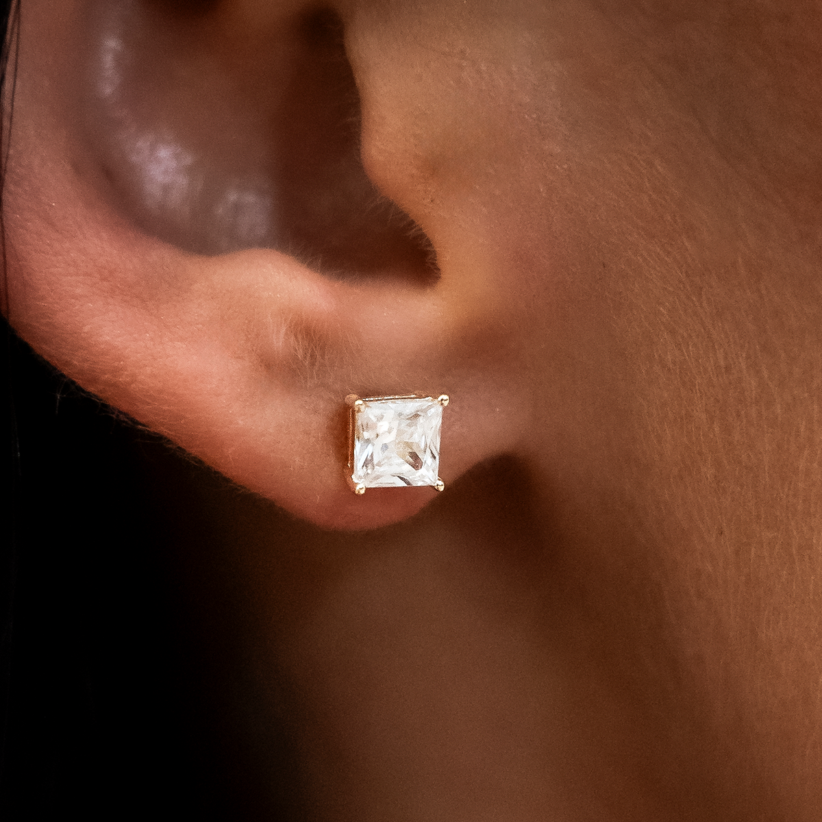 GLD Women GLD 5mm Princess Cut Diamond Stud Earrings in Yellow Gold