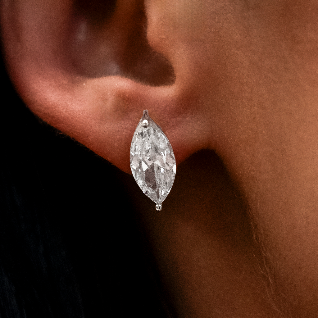 GLD PROMO - WOMEN 7mm Marquise Cut Diamond Stud Earrings in White Gold
