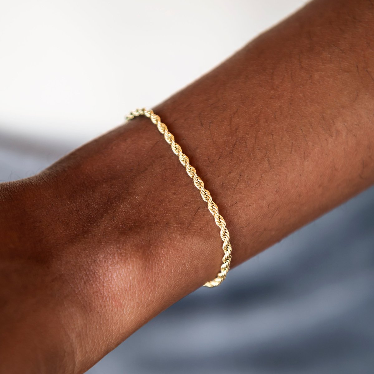 GLD Women Rope Chain Necklace + Bracelet Bundle in White or Yellow Gold - 2mm