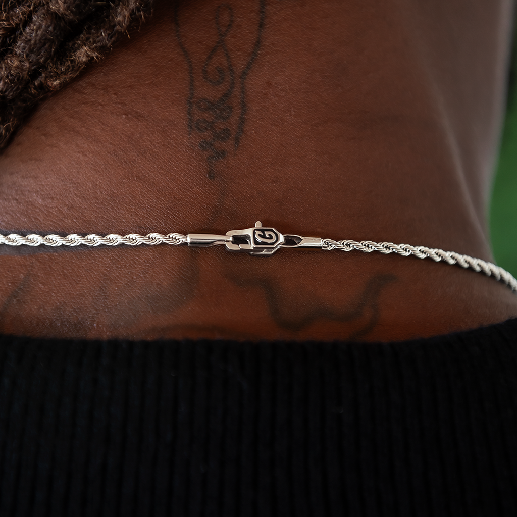 GLD Men Rope Chain + Bracelet Bundle in White or Yellow Gold - 2mm