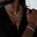 GLD Men Rope Chain + Bracelet Bundle in White or Yellow Gold - 2mm