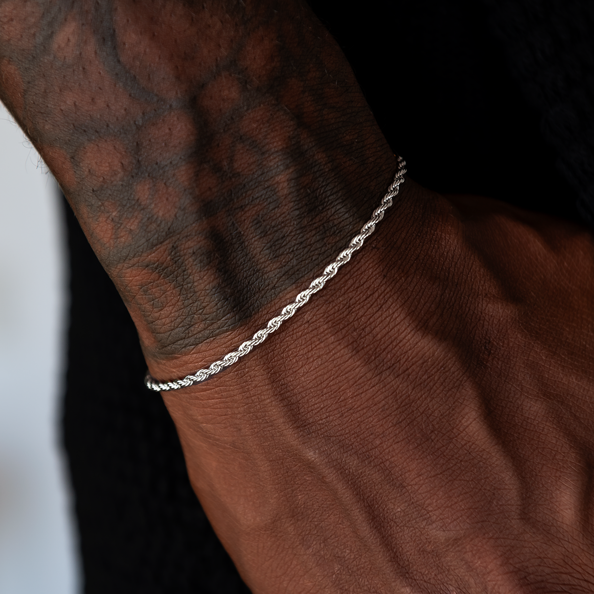 GLD Men Rope Chain + Bracelet Bundle in White or Yellow Gold - 2mm
