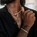GLD Men Adjustable Rope Chain + Bracelet Bundle in White Gold - 4mm