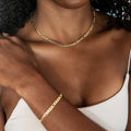 GLD Women Figaro Chain + Bracelet Bundle in Yellow Gold- 4mm
