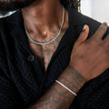 GLD Men Micro Cuban Chain + Bracelet in White Gold- 3mm