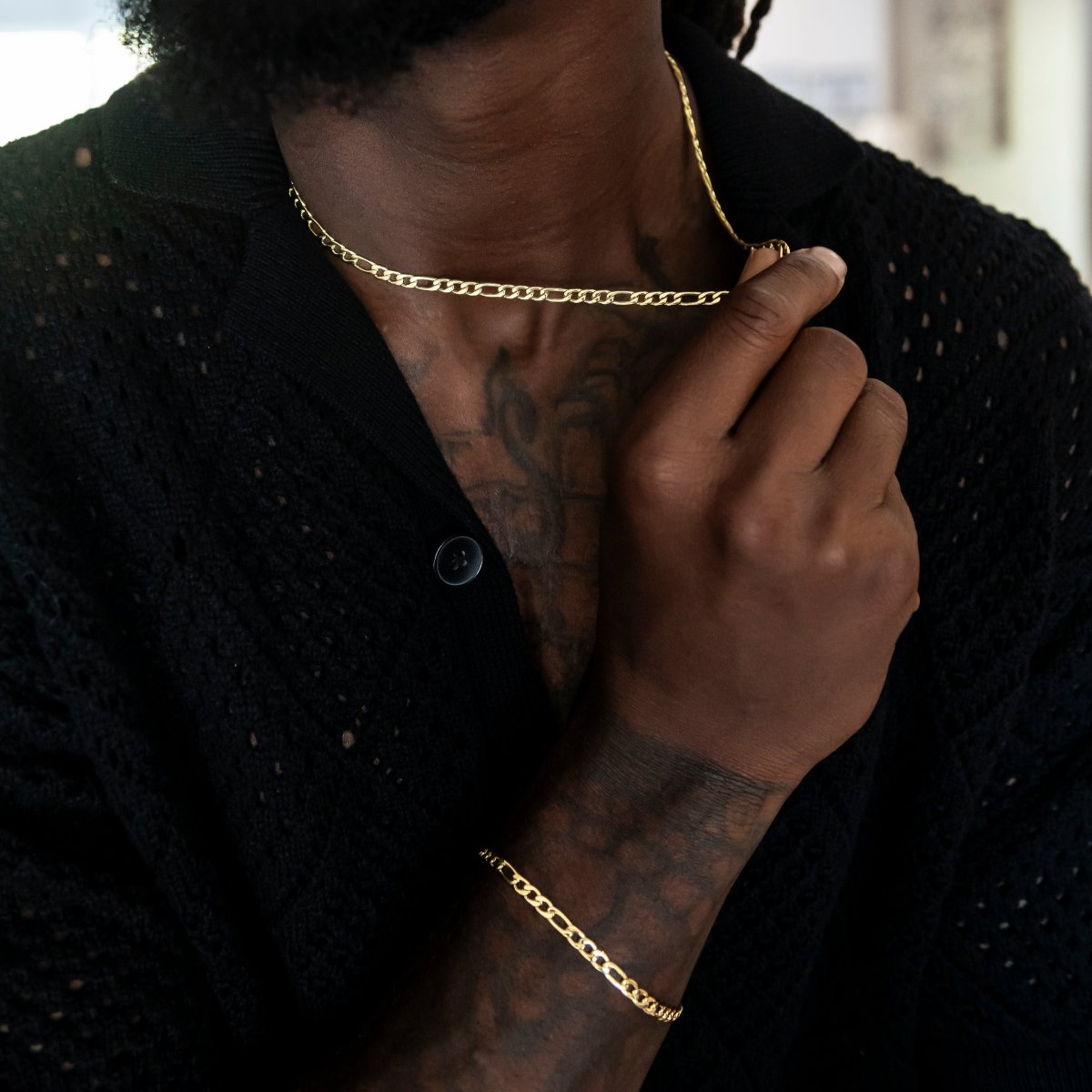 GLD PROMO SETS Figaro Chain + Bracelet Bundle in Yellow Gold - 4mm