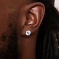 GLD Men 7mm Round Cut Diamond Stud Earrings in White Gold