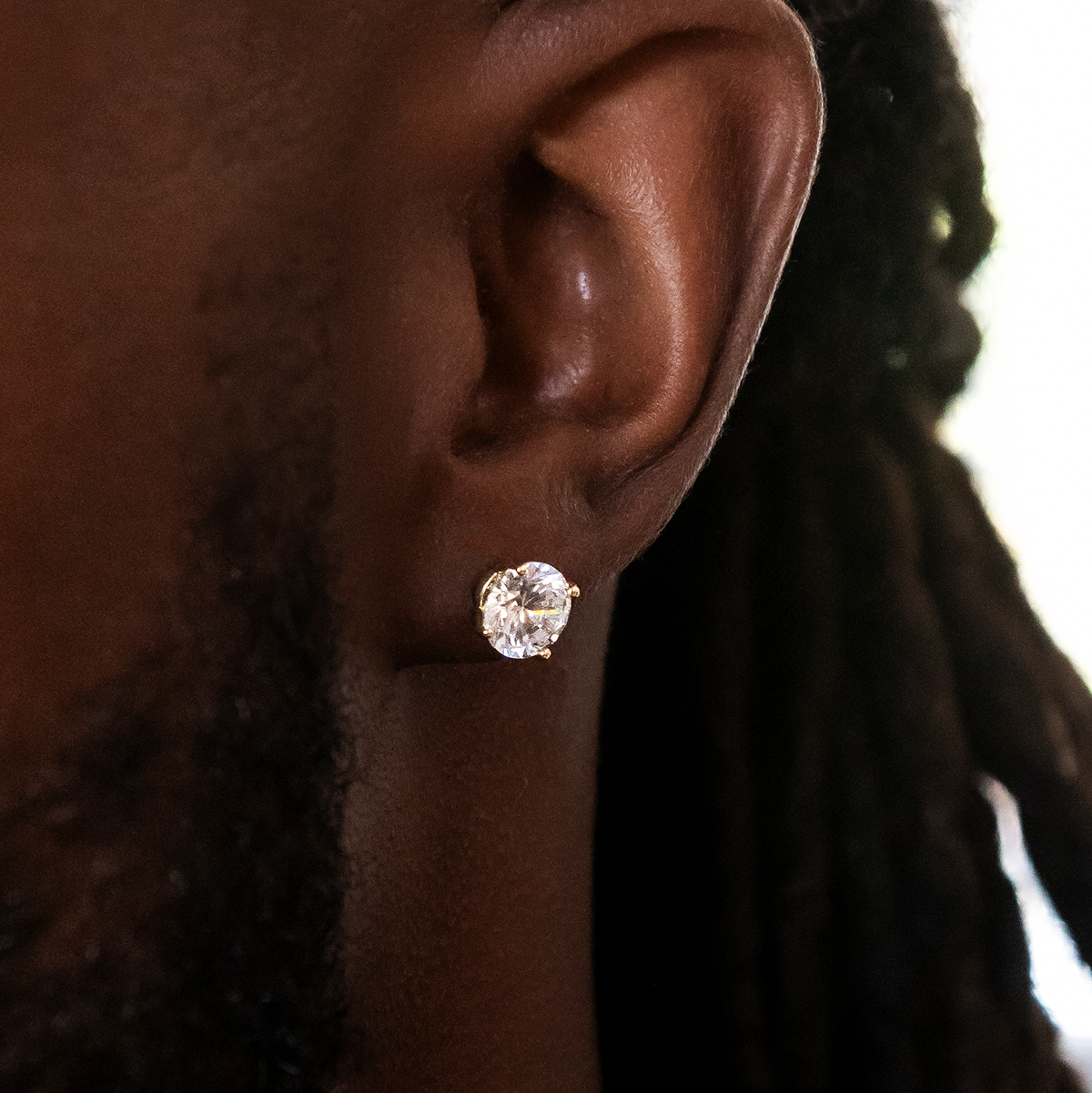 GLD Men GLD 7mm Round Cut Diamond Stud Earrings in Yellow Gold