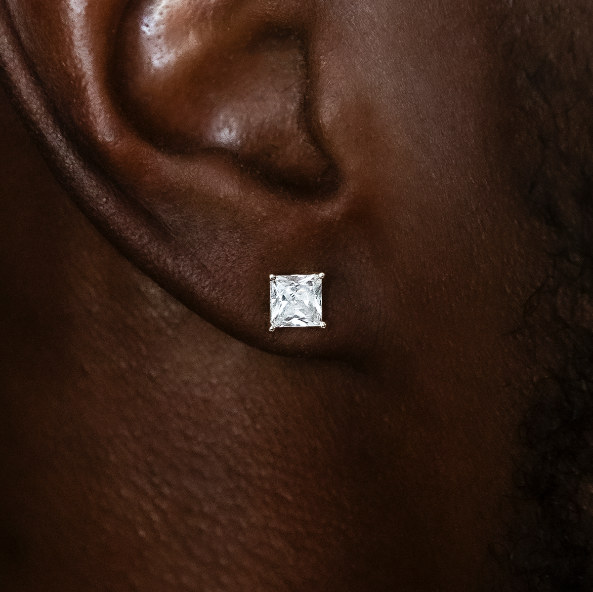 GLD PROMO 5mm Square Cut Diamond Stud Earrings in White Gold