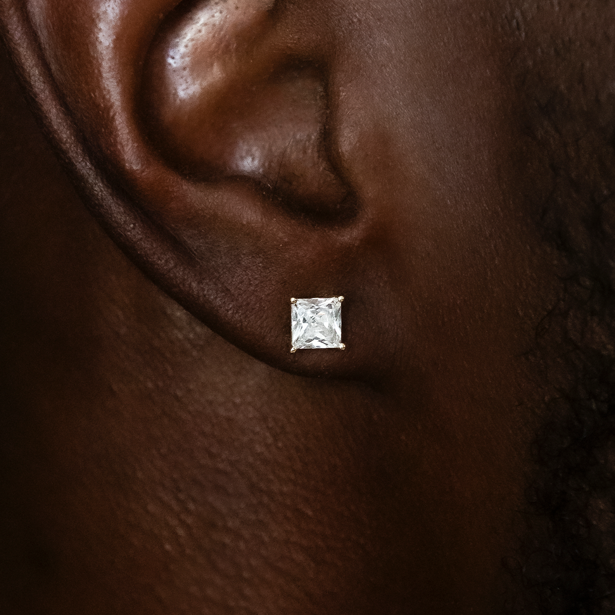 GLD PROMO 5mm Square Cut Diamond Stud Earrings in Yellow Gold