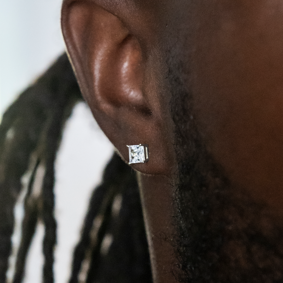 GLD PROMO 5mm Square Cut Diamond Stud Earrings in White Gold