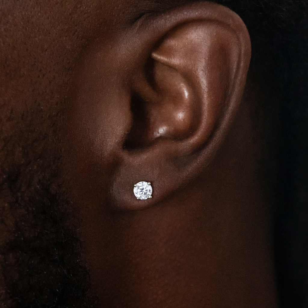 GLD PROMO 5mm Round Cut Diamond Stud Earrings in White Gold