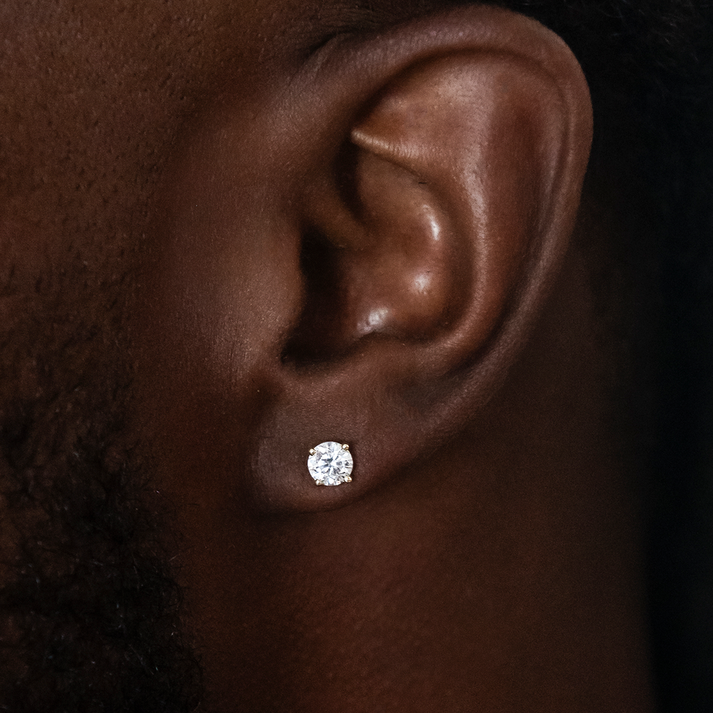 GLD Men GLD 5mm Round Cut Diamond Stud Earrings in Yellow Gold