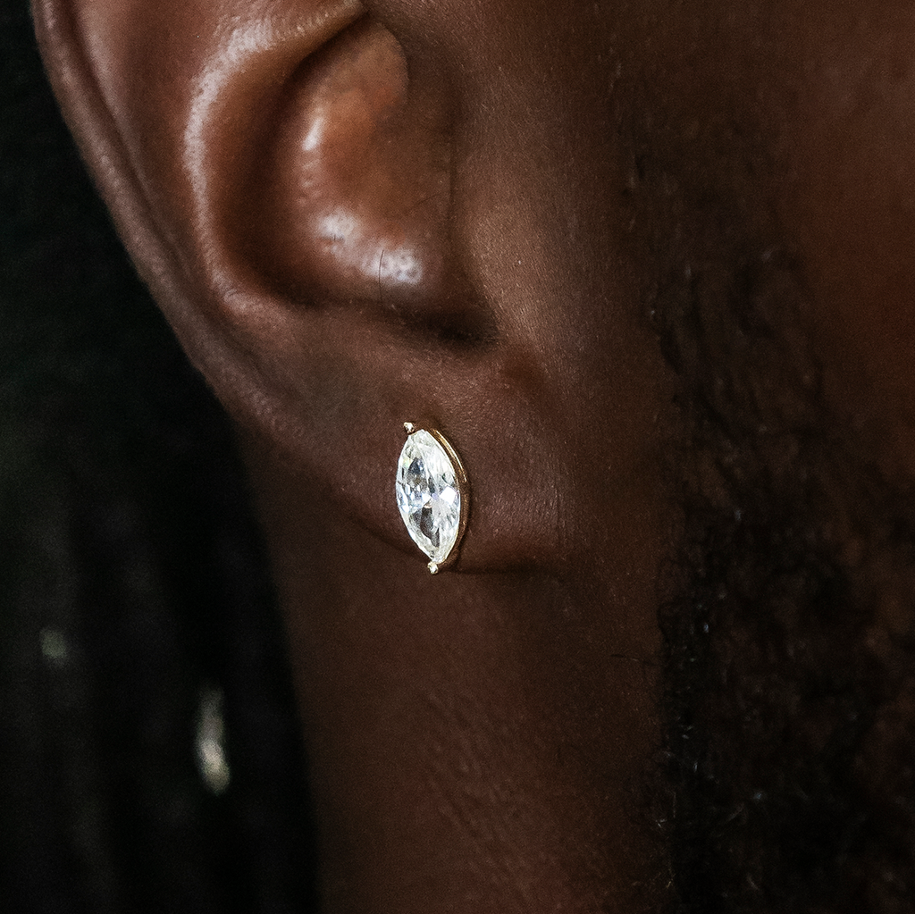 GLD PROMO 5mm Marquise Cut Diamond Stud Earrings in Yellow Gold