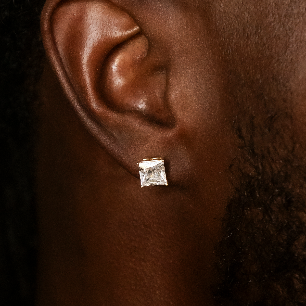 GLD PROMO 7mm Square Cut Diamond Stud Earrings in Yellow Gold