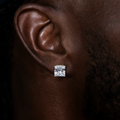 GLD Men 8mm Square Cut Diamond Stud Earrings in White Gold