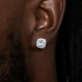 GLD PROMO 10mm Cushion Cut Earrings in White Gold