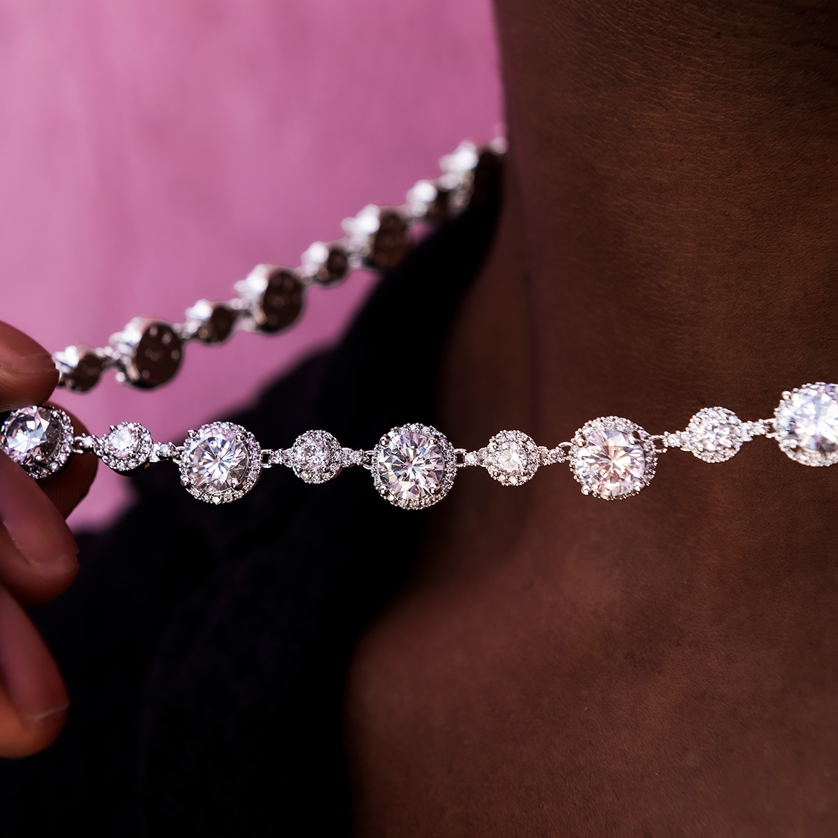 GLD PROMO Diamond Halo Tennis Chain