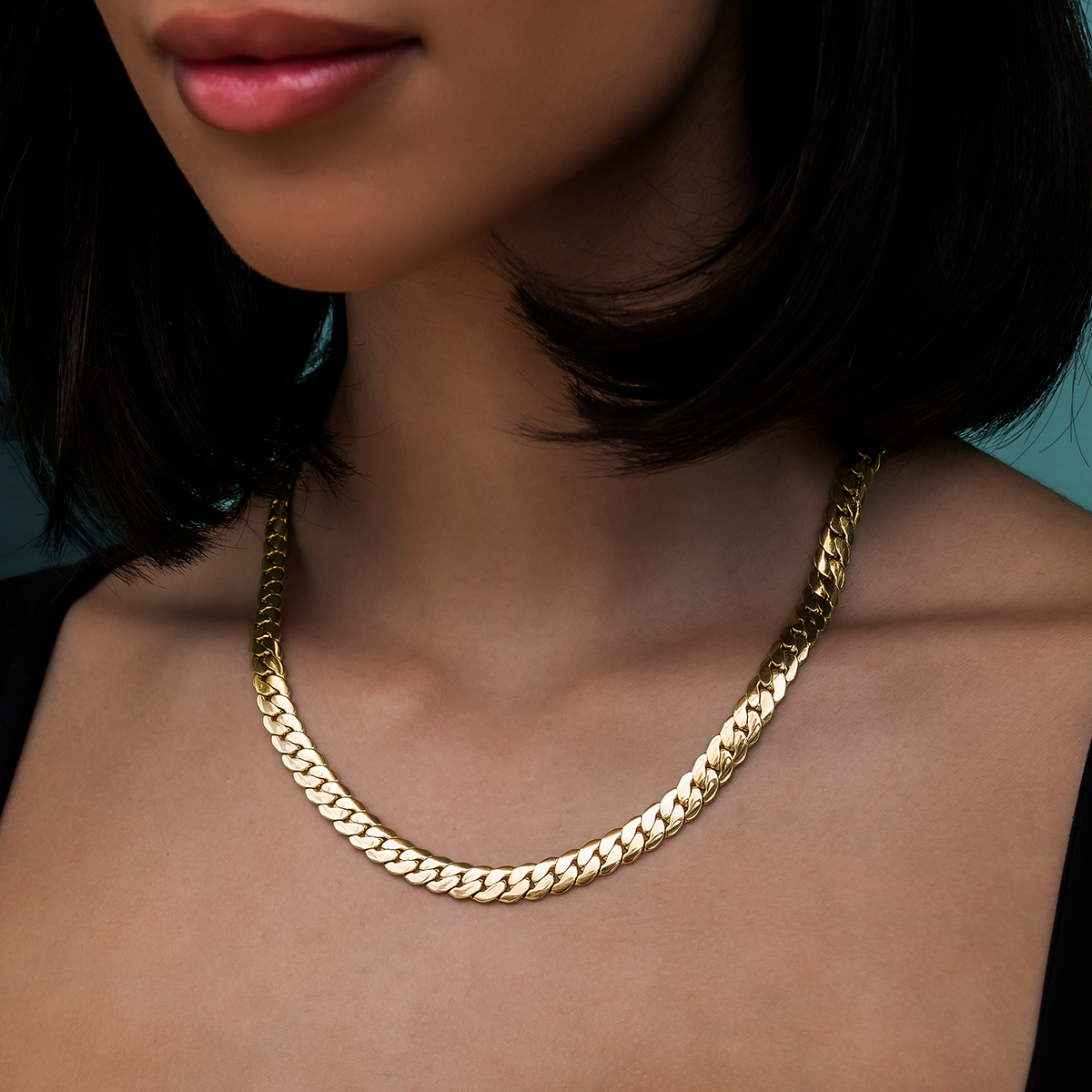 GLD PROMO - WOMEN South Beach Cuban™ Necklace in Yellow Gold- 8mm
