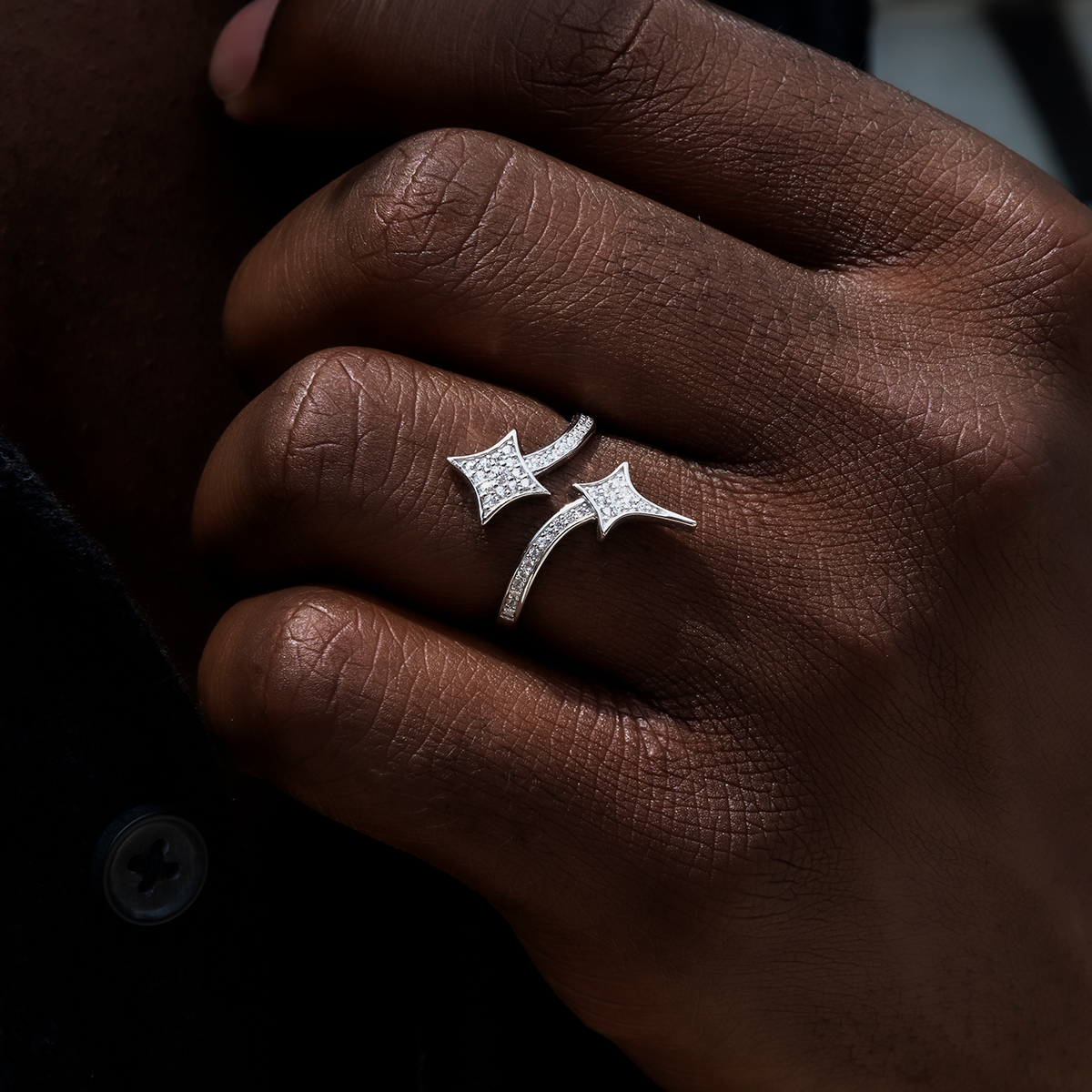 GLD PROMO GLD Signature Star Ring in White Gold Vermeil