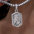 GLD Women Icon Jesus Pendant in White Gold