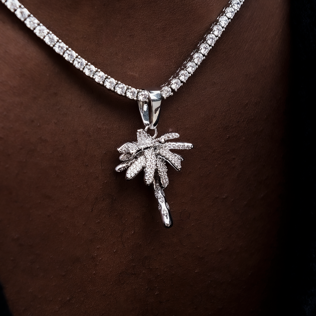 GLD Men Iced Palm Tree in White Gold