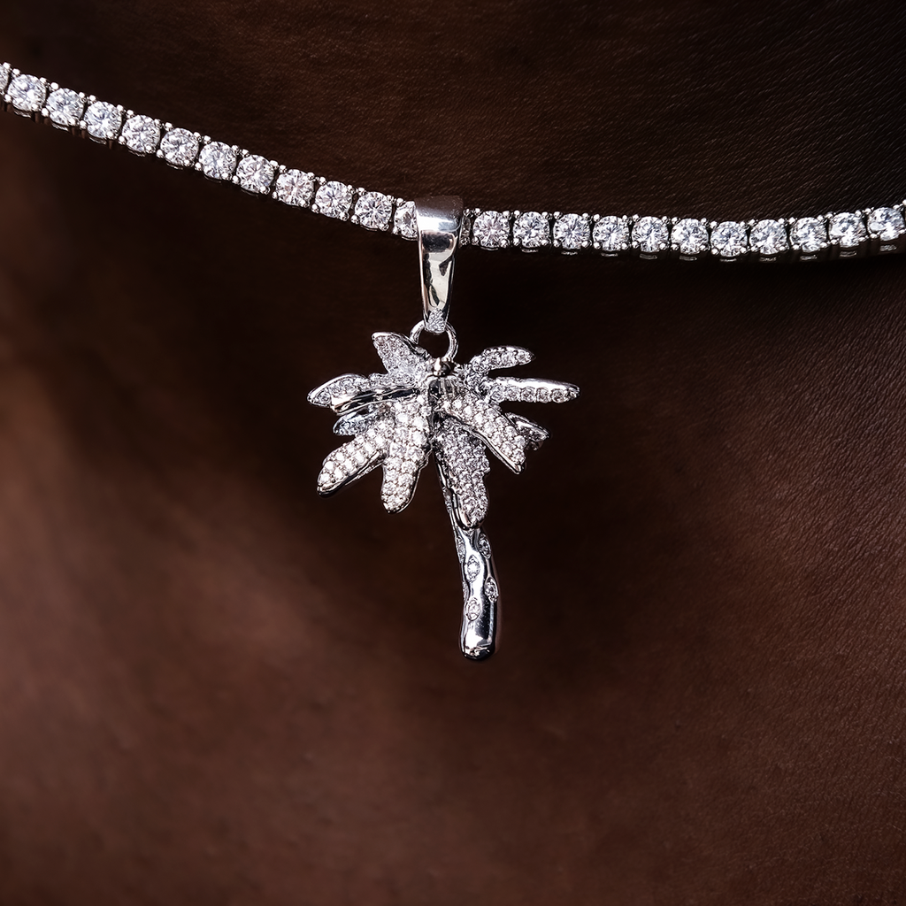 GLD Men Iced Palm Tree in White Gold