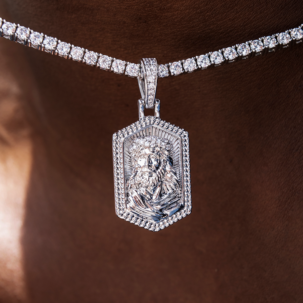 GLD PROMO Icon Jesus Pendant in White Gold